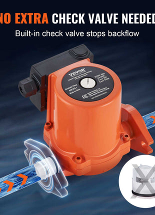 009-BF5-J Hot Water Recirculating Pump, 110V, 180W 10 GPM Hot Water Circulation Pump, 3/4" NPT Flange 3-Speed Circulator Pump, Quiet Operation Circulator Pump for Home Water Heater System