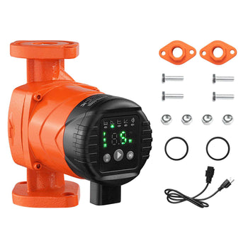 F-E007-1F1 High Efficiency Circulator Pump, 16 GPM, 120V 20 ft Cast Iron Hot Water Recirculating Circulation Pump, 1 in Flange Connection, Check Valve, Quiet Operation, for Home Heating System