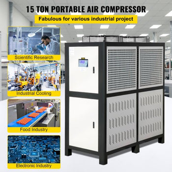 Water Chiller 15Ton, Capacity Industrial Chiller 15Hp, Air-Cooled Water Chiller, Finned Condenser, with Micro-Computer Control, Stainless Steel Water Tank Chiller Machine for Cooling Water