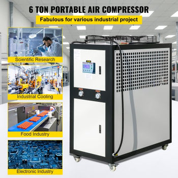 Water Chiller 6Ton Capacity, Industrial Chiller 6Hp, Air-Cooled Water Chiller, Finned Condenser, with Micro-Computer Control, Stainless Steel Water Tank Chiller Machine for Cooling Water