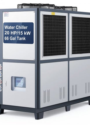 VEVOR Air-Cooled Water Chiller, 25 HP, Industrial Water Chiller with 60,480 Kcal/h Cooling Capacity, Dual Compressor, 53 Gal Large Tank, LED Display, Cooler for Cooling Water, Not Air Conditioner
