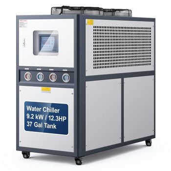 Air-Cooled Water Chiller, 12.3 HP, Industrial Water Chiller with 30,240 Kcal/h Cooling Capacity, Dual Compressor, 37 Gal Large Tank, LED Display, Cooler for Cooling Water, Not Air Conditioner