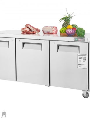 72" Commercial Refrigerator Sandwich & Salad Prep Table, 20 Cu. Ft Stainless Steel Refrigerated Food Prep Station with 3 Doors, Frost Free Refrigerator with Lock for Restaurant, Bar, Store