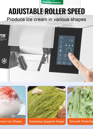 Commercial Snowflake Ice Machine, 507LBS/24H Snowflake Ice Maker, Stainless Steel Ice Shaver Machine, Electric Snow Cone Maker, Air Cooling System for Rapid Heat Dissipation, for Bakery, Cafe