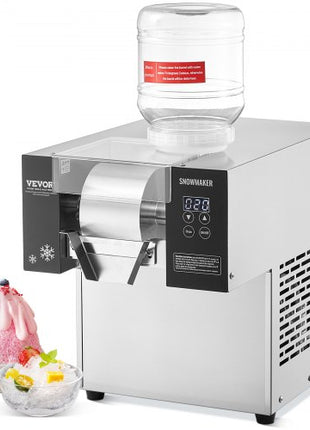 Commercial Snowflake Ice Machine, 375LBS/24H Snowflake Ice Maker, Stainless Steel Ice Shaver Machine, Electric Snow Cone Maker, Air Cooling System for Rapid Heat Dissipation, for Bakery, Cafe
