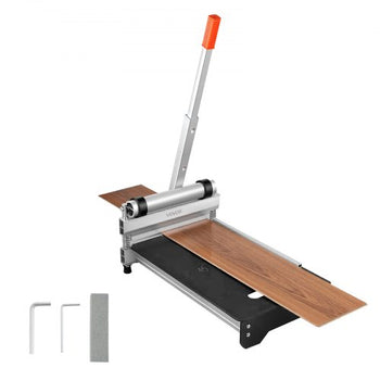 13 inch Vinyl Floor Cutter, 16mm Thick Laminate Flooring Cutter with 15°/30°/45° Adjustable Angle Settings, Flexible Wheels, Telescoping Handle, Cuts Engineered Wood, LVT, VCT, SPC, LVP, WPC