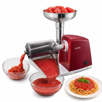 Electric Tomato Strainer 800W Max (Rated Power: 300W) Sauce Maker, 88 lbs/H For Purees, Strawberry, Salsa, Stainless Steel Tomato Food Mill Press Machine, 1mm, 1.5mm, 3mm & 6mm Screens, Red
