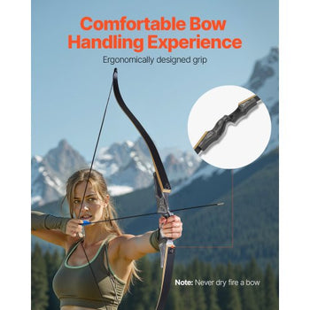 Recurve Bow and Arrows Kit, 60 inch Wooden Takedown Bows, Right Handed Ergonomic Archery Recurve Bow Package, Longbow for Outdoor Target Training Practice Hunting, Beginners to Advanced, 50 lbs