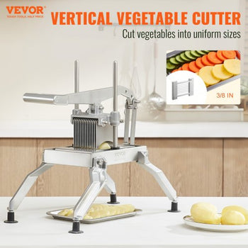 Commercial Vegetable Slicer, 3/8" and 3/16" Tomato Slicer, Stainless Steel and Aluminum Alloy Vegetable Cutter Slicer, Manual Tomato Slicer with Non-slip Feet, for Tomatoes, Potatoes, Onions