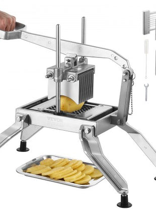 Commercial Vegetable Slicer, 3/8" and 3/16" Tomato Slicer, Stainless Steel and Aluminum Alloy Vegetable Cutter Slicer, Manual Tomato Slicer with Non-slip Feet, for Tomatoes, Potatoes, Onions