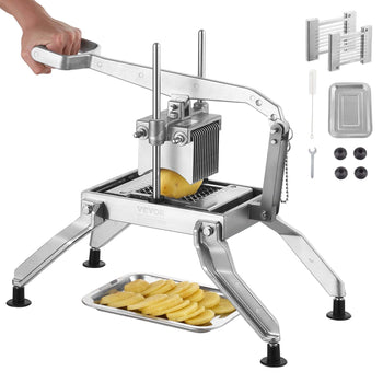 Commercial Vegetable Slicer, 3/8" and 3/16" Tomato Slicer, Stainless Steel and Aluminum Alloy Vegetable Cutter Slicer, Manual Tomato Slicer with Non-slip Feet, for Tomatoes, Potatoes, Onions
