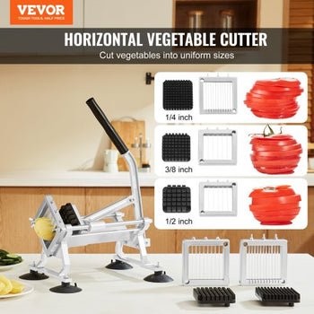 Commercial Vegetable Slicer, 1/4"+3/8"+1/2" Fruit Slicer, Stainless Steel and Aluminum Alloy Vegetable Cutter Slicer Machine, Manual Slicer with Non-slip Feet, for Radishes, Onions, Potatoes