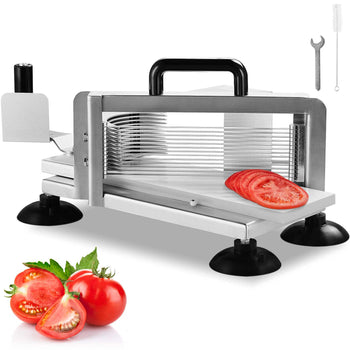 Commercial Tomato Slicer, 3/16 inch Tomato Cutter Slicer, Stainless Steel Heavy Duty Tomato Slicer Machine, Manual Tomato Slicer with Non-slip Feet, for Cutting Tomatoes, Cucumbers, Bananas