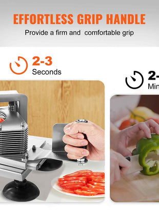 Commercial Tomato Slicer, 3/8 inch Tomato Cutter Slicer, Stainless Steel Heavy Duty Tomato Slicer Machine, Manual Tomato Slicer with Non-slip Feet, for Cutting Tomatoes, Cucumbers, Bananas