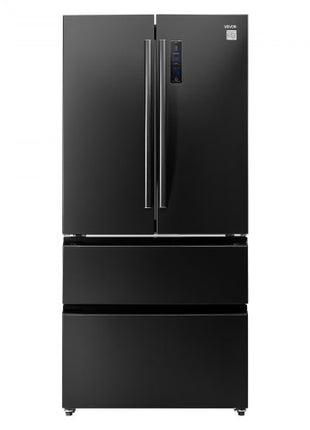 French Door Refrigerator, 18.9 Cu. Ft. Kitchen Fridge, Counter Depth French Refrigerator with LED Display and 4 Casters, Frost-Free Bottom Freezer Refrigerators for Home & Commercial Use, Black