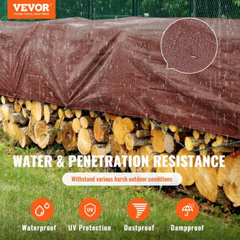 Tarp 20x40 ft 16 Mil Extra Thick, Waterproof Poly Plastic Tarps Cover, Multi-Purpose Outdoor Tarpaulin with Grommets & Reinforced Edges for Truck, RV, Boat, Camping (Brown)
