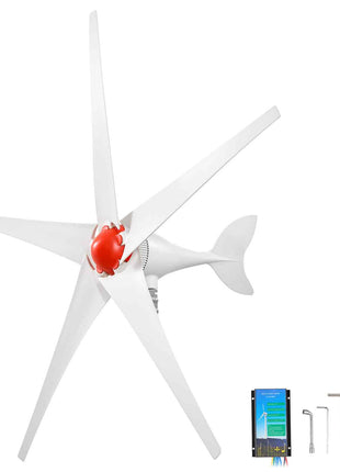 800W 12V Wind Turbine Generator, 5-Blade Wind Turbine Kit with Wind & Solar Hybrid Controller, Efficient 3-Phase AC Permanent Wind Power Generator for RV Boat Home Farm (Tower Pole Not Included)