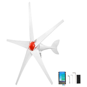 800W 12V Wind Turbine Generator, 5-Blade Wind Turbine Kit with Wind & Solar Hybrid Controller, Efficient 3-Phase AC Permanent Wind Power Generator for RV Boat Home Farm (Tower Pole Not Included)