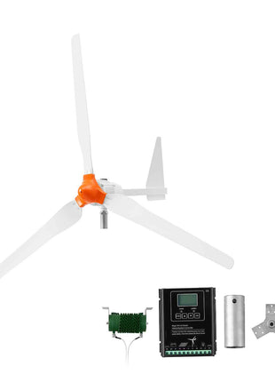 1500W 24V Wind Turbine Generator, 3-Blade Wind Turbine Kit with Wind/Solar Hybrid Controller, Efficient 3-Phase AC Permanent Wind Power Generator for RV Boat Home Farm (Tower Pole Not Included)