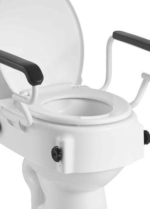Raised Toilet Seat with Arms, 300 lbs Load Capacity, 3-Level Adjustable Height, Widened Commode Elevated Toilet Seat Riser with Padded Handles for Seniors, Elderly, Handicap, Disabled, Adults
