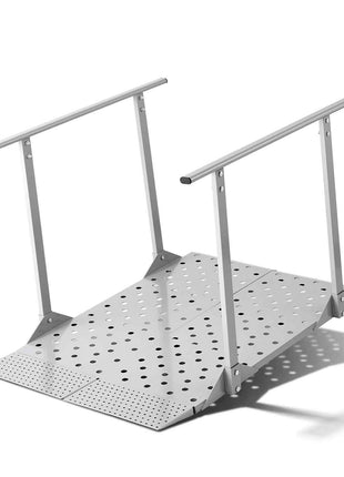 Wheelchair Ramp with Handrails, 44.9 x 33.5 in, Heavy Duty Carbon Steel Handicap Ramp, 440 lbs Capacity, Non-Slip Portable Threshold Ramps for Home Steps, Stairs, Doorways, Curbs, Walkers, Scooters