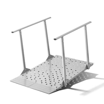 Wheelchair Ramp with Handrails, 44.9 x 33.5 in, Heavy Duty Carbon Steel Handicap Ramp, 440 lbs Capacity, Non-Slip Portable Threshold Ramps for Home Steps, Stairs, Doorways, Curbs, Walkers, Scooters