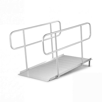 Wheelchair Ramp with Handrails, 71.1 x 32.7 in, Heavy Duty Wide Aluminum Wheelchair Ramp with Adjustable Legs, 1000 lbs Capacity, Portable Threshold Ramps for Home Steps, Stairs, Doorways, Curbs