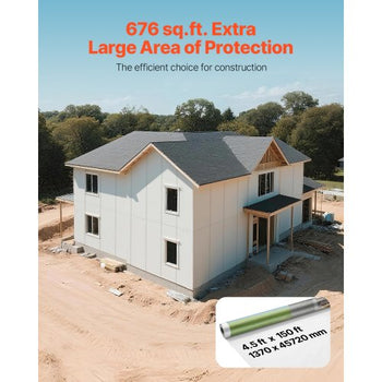 House Wrap, 4.5 x 150 ft, 0.13 mm Thick Vapor Barrier, Heavy Duty Plastic Sheeting for Tear-resistant, Drop Cloth Vapor Barrier Covering for Residential & Commercial Construction, White