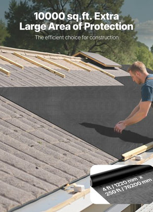 House Wrap, 4 x 250 ft, 0.17 mm Thick Vapor Barrier, Heavy Duty Plastic Sheeting for Tear-resistant, Drop Cloth Vapor Barrier Covering for Residential & Commercial Construction, Black