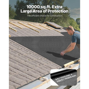 House Wrap, 4 x 250 ft, 0.17 mm Thick Vapor Barrier, Heavy Duty Plastic Sheeting for Tear-resistant, Drop Cloth Vapor Barrier Covering for Residential & Commercial Construction, Black