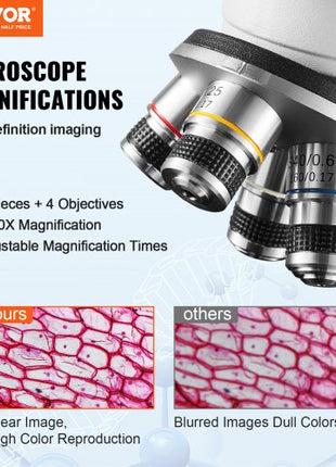 Compound Trinocular Microscope, 40X-5000X Magnification Trinocular Compound Lab Microscope with Two-Layer Mechanical Stage, External Interface, LED Illumination and Microscope Slides Included