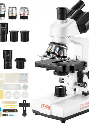 Compound Trinocular Microscope, 40X-5000X Magnification Trinocular Compound Lab Microscope with Two-Layer Mechanical Stage, External Interface, LED Illumination and Microscope Slides Included