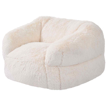 Bean Bag Chair, BeanBag Sofa Chair with Armrests for Adults, Fluffy Plush & High-Density Foam Filling Adult Bean Bag with Zapper, Comfy Lazy Sofa Chair Ideal for Living Room, Bedroom, Beige