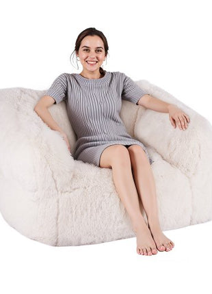 Bean Bag Chair, BeanBag Sofa Chair with Armrests for Adults, Fluffy Plush & High-Density Foam Filling Adult Bean Bag with Zapper, Comfy Lazy Sofa Chair Ideal for Living Room, Bedroom, Beige