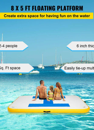 Inflatable Dock Platform, Inflatable Floating Dock 8x5 ft with Electric Air Pump