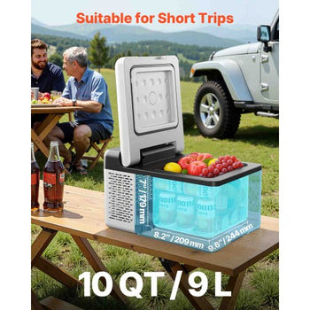 12 Volt Refrigerator 10 Qt, Portable Mini Freezer (-4?~68?) with APP Control Car Compressor Fridge Cooler 12V/24V DC and 110-220V AC For Camping, Road Trip, Travel, Outdoor and Home
