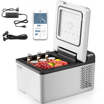 12 Volt Refrigerator 10 Qt, Portable Mini Freezer (-4?~68?) with APP Control Car Compressor Fridge Cooler 12V/24V DC and 110-220V AC For Camping, Road Trip, Travel, Outdoor and Home