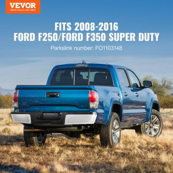 Rear Step Bumper, Compatible with 2008-2016-Ford F250/Ford F350 Super Duty, Chrome Steel Back Bumper, Assembly Replacement Rear Bumper with License Plate Light and Step Pad, for FO1103148