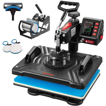 Heat Press, 5 in 1 Heat Press 12x15 Machine Machine, Digital Precise Temperature Control, Clamshell Sublimation Transfer Printer Fast Heat-up, Vinyl Heat Press for Mug Cup T-Shirt Plate, 900W