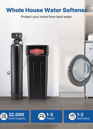 Water Softener, 32,000 Grains Whole House Water Softener System, with Automatic Digital Control Head, Bypass Valve, Reduce Hardness and Minerals, Improve Water Quality, for 1-2 Bathrooms