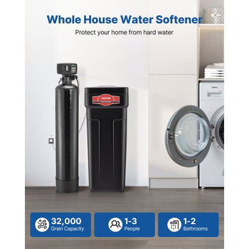 Water Softener, 32,000 Grains Whole House Water Softener System, with Automatic Digital Control Head, Bypass Valve, Reduce Hardness and Minerals, Improve Water Quality, for 1-2 Bathrooms