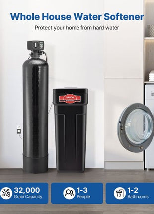 Water Softener, 48,000 Grains Whole House Water Softener System, with Automatic Digital Control Head, Bypass Valve, Reduce Hardness and Minerals, Improve Water Quality, for 3-4 Bathrooms