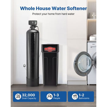 Water Softener, 48,000 Grains Whole House Water Softener System, with Automatic Digital Control Head, Bypass Valve, Reduce Hardness and Minerals, Improve Water Quality, for 3-4 Bathrooms