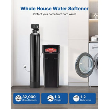 Water Softener, 64,000 Grains Whole House Water Softener System, with Automatic Digital Control Head, Bypass Valve, Reduce Hardness and Minerals, Improve Water Quality, for 5-6 Bathrooms