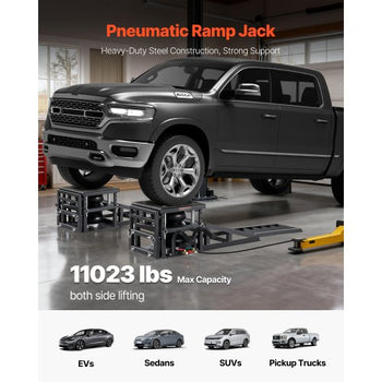 Air Portable Car Lifts 2PCS, 11023 lbs/5 Ton Capacity, 12.6 inch Max Height, Pneumatic Ramp Jacks with Airbags, Wheel Chocks, Extension Ramps, Heightened Columns, Heavy-Duty for Sedan SUV Pickup