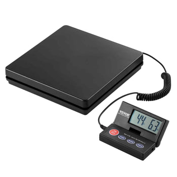 Black digital weighing scale with removable display and coiled cord, perfect for precise measurements in various settings.