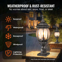 2 Pack Dusk to Dawn Outdoor Post Light, 20.87 in, Waterproof Lamp Post Light Fixtures with 5.5 in Pier Mount Base Glass Shade, Lightning-proof Exterior Pole Column Light for Patio Garden Pathway