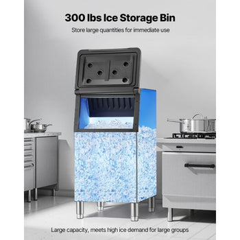 Commercial Ice Maker Storage Bin, 300 LBS Capacity Ice-Bin, Commercial Ice Storage Bin with Adjustable Anti-slip Rubber Feet, Suitable for Restaurant Hotel and Beverage Shops