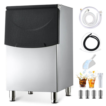 Commercial Ice Storage Bin, 250 LBS Capacity Ice-Bin, Stainless Steel, with Adjustable Anti-slip Rubber Feet, for Restaurant Hotel and Beverage Shop (Ice Maker Machine – Head, Sold Separately)