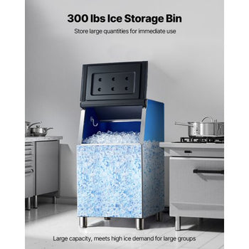 Commercial Ice Maker Storage Bin, 300 LBS Capacity Stainless Steel Ice-Bin, Commercial Ice Storage Bin with Adjustable Anti-slip Rubber Feet, Suitable for Restaurant, Hotel and Beverage Shops